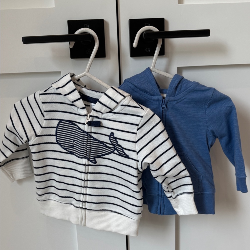 Carter's Navy Striped Whale Hoodie Set